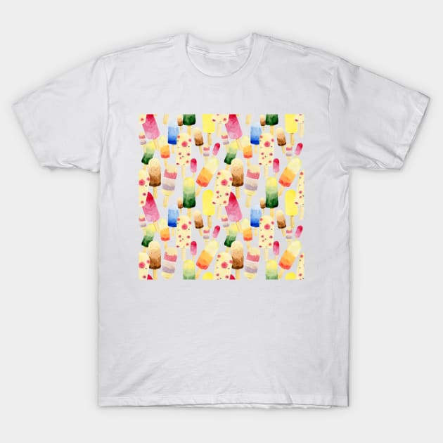 Ice Cream Colorful Watercolor Pattern T-Shirt by in_pictures